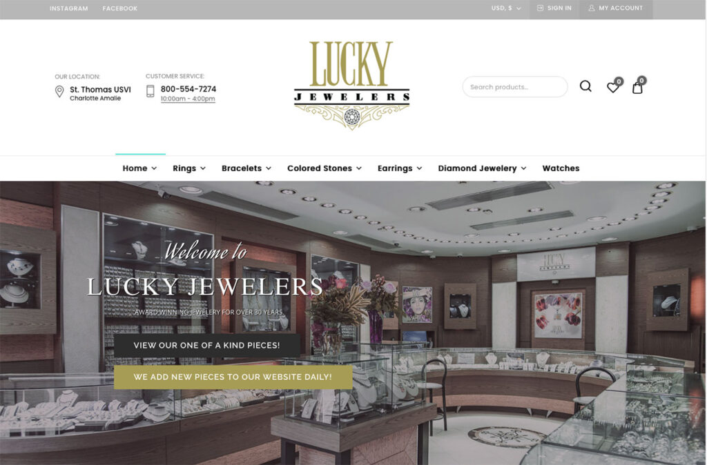 Lucky Jewelers Website